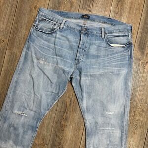 Polo Ralph Lauren Varick Slim Straight Distressed Jeans Light Wash Mens 40x32